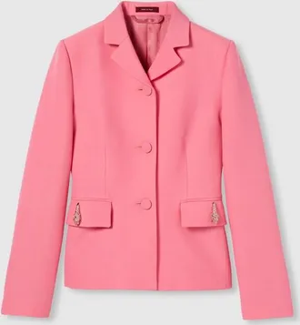 Gucci Crêpe Wool Silk Jacket With Tiger, Pink, Ready-to-wear