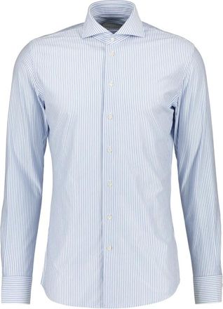 Profuomo Overhemden, Heren, Blauw, 5Xl, Katoen, Fijn gestreept Japans gebreid overhemd