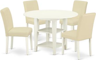 East West Furniture Dining Room Set Linen White, SUAB5-LWH-64