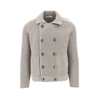 Brunello Cucinelli Marina Cardigan - Heren - Truien - Beige - Maat: XL Leer