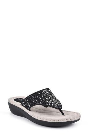 White Mountain Cienna Thong Sandal - Wide Width in Black Fabric at Nordstrom Rack, Size 6.5