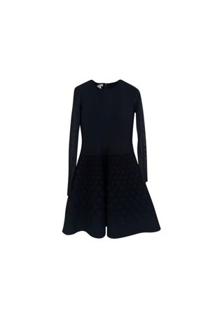 Oscar De La Renta Fit & Flare Waffle Detail Dress Size M