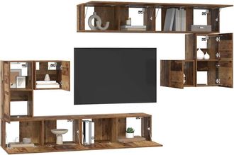 Berkfield Home Modern Wall-mounted Tv Cabinet 8 pcs Old wood Medium 30.5 x 30 x 30 cm in Brown