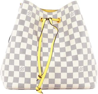 Louis Vuitton White Damier & Leather Neonoe Mm (Authentic Pre-Loved)