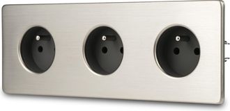 OEM Enchufe Triple El&eacute;ctrico De Acero Cepillado Gris