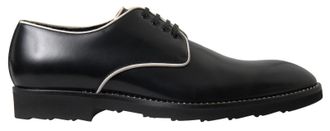 Dolce & Gabbana Black White Leather Formal Dress Mens Shoes