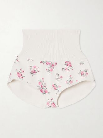 Magda Butrym Shorts In Cotone Floreale A Coste - Rosa