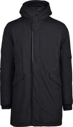 Herno Insulated Black Down Parka With High Collar And Adjustable Hem