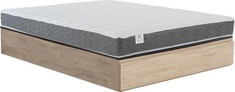 Vente-Unique Conjunto de somier con arc&oacute;n de 160 x 200 cm con caj&oacute;n natural claro + colch&oacute;n espuma viscoel&aacute;stica HD y tela transpirable 3D de 18 cm de grosor- HEAV