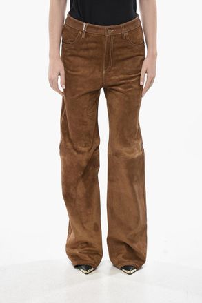Golden Goose Pantaloni Palazzo in Suede con Passanti Golden Goose