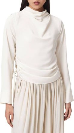 AllSaints Leslie Cowl Neck Long Sleeve Top in Antique White at Nordstrom, Size 10