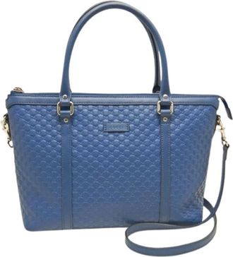 Gucci Pre-owned Handbags, female, Blue, Size: ONE SIZE Pre-owned Leather Handbag