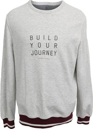 Brunello Cucinelli Build Your Journey Embroidered Sweatshirt in Grey Cotton