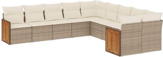vidaXL Juego De Sof&aacute;s Jard&iacute;n Con Cojines Beige 10 Pzas Rat&aacute;n Sint&eacute;tico Vidaxl