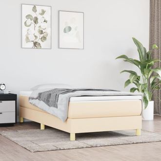 vidaXL Cama Box Spring Con Colch&oacute;n Tela Color Crema 100x200 Cm Vidaxl
