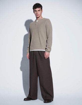 Weekday pantaloni sartoriali a gamba larga pull-on marrone scuro