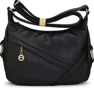 Nicole & Doris NICOLE&DORIS Women Crossbody Hobo Tote Satchel Travel Purse PU Leather Shoulder Bag, Black, L