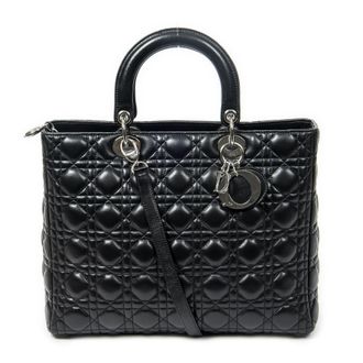 Dior Pre-owned Womens Large Lady Zip Shoulder Bag - Black - One Size