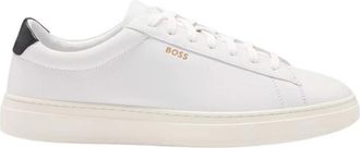 HUGO BOSS Leren Sneakers met Contrasterende Hak - Heren - Sneakers - Beige - 43 EU - Leer - Schoenen