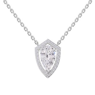 Diamond2Deal 14k White Gold 2.5 Ct Pear Shape Lab Grown Diamond Pendant Necklace 18 Chain VVS-VS, E-F