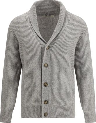 Brooksfield shawl-collar ribbed cardigan - Grey