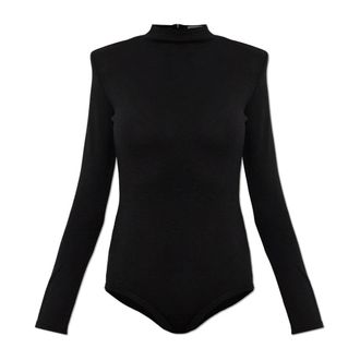Jil Sander Tops, Dames, Zwart, S, Wol, Body van wol met lange mouwen