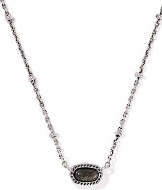 Kendra Scott Womens Mini Elisa Satellite Pendant Necklace In Silver Obsidian