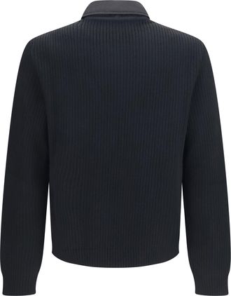 Prada Mens Knit Jacket With Padded Front Nero Knitwear Sweater