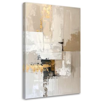 Feeby Impresi&oacute;n De Imagen Abstracci&oacute;n Brillante En Beige Con Acentos Negros Y Dorados 80x120