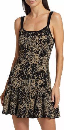 Ramy Brook Lidia Knit Sleeveless Mini Dress In Gold Leopard