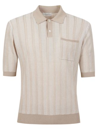 Ballantyne Stripe Short-Sleeve Cotton Polo Shirt