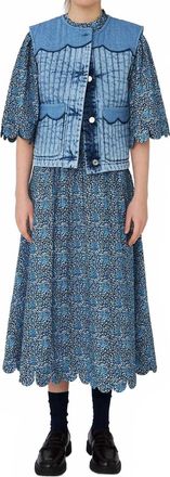 Stella Nova Denim Quilted Vest In Blue