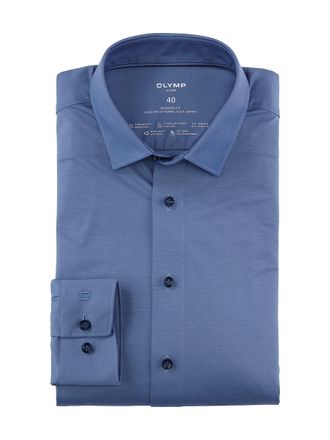 Olymp Luxor Mens Long-Sleeved Shirt, Plain, Modern Fit,Nuremberg Blue 17, 15