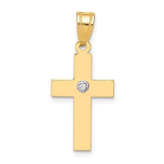 Diamond2Deal 14k Yellow Gold Polished.01 carat Diamond Cross Pendant
