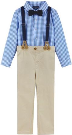 Andy & Evan Kids Button-Up Shirt, Pants, Suspenders & Bow Tie Set in Light Blue/Khaki at Nordstrom, Size 2Y