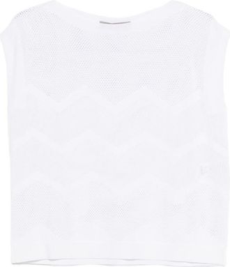 D.exterior White Crew Neck Knitted Sweater