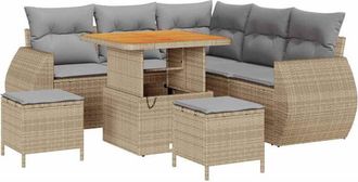 vidaXL Conjunto De Sof&aacute; De Jard&iacute;n Con Coj&iacute;n 8 Pcs Beige Y Gris Claro Vidaxl