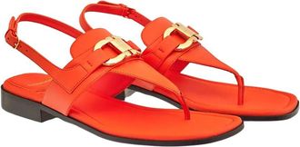 Ferragamo Gancini Leather Flat Sandal