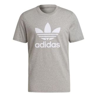 adidas Mens adidas originals Logo Alphabet Printing Round Neck Short Sleeve Japanese Version Gray T-Shirt H06643
