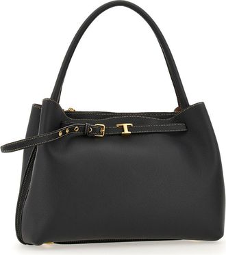 Tod's T Timeless Leather Top Handle Bag in Nero at Nordstrom