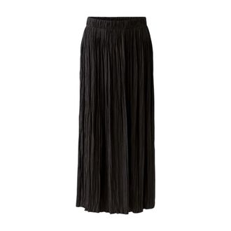 Oui Rokken, Dames, Zwart, M, Leer, Glanzende Crinkle Maxi Rok