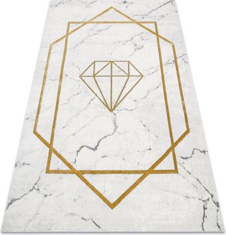 RugsX Rugsx - Alfombra Emerald Exclusivo 1019 Glamour, Elegante Diamante, M&aacute;rmol Crema / Oro Beige 120x170 Cm