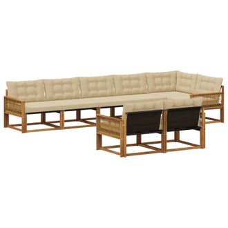 vidaXL Conjunto De Sof&aacute;s De Exterior Con Coj&iacute;n 8 Pcs Natural Y Beige Vidaxl