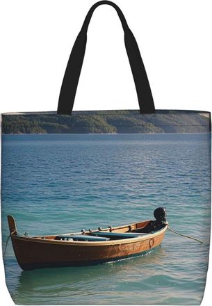 Generic Boat On The Ocean Shoulder Bag Large Capacity Women Handbag Lightweight Shoulder Bags For College Work Yoga
