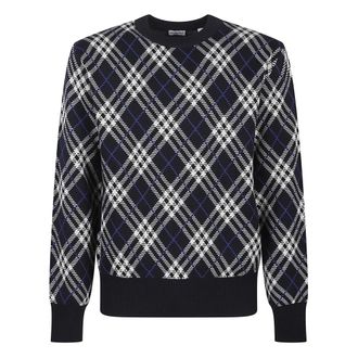 Burberry Round-neck Knitwear, male, Multicolor, Size: XL Diamond Pattern Crew Neck Sweater