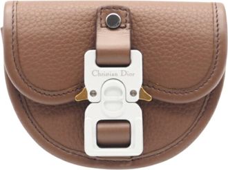 Dior Brown Leather Coin Purse/Coin Case (Pre-Owned)