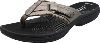 Clarks Womens Brinkley Jazz Pewter/Black Flip-Flop 7 M US