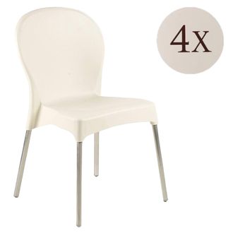 Dmora Sillas De Exterior Eclectic, 4 Unidades, Apilables Hechas En Italia, Soporta 120 Kg, Beige