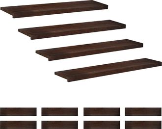 vidaXL Alfombras Para Escalones 12 Uds. 110 X 25 X 2 Cm Marr&oacute;n Oscuro Vidaxl