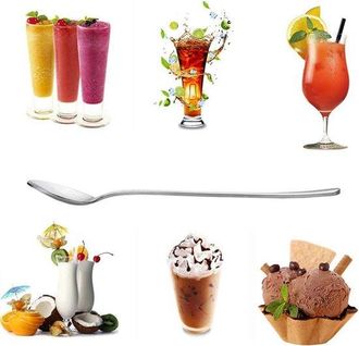 OEM Cucharas Largas Para T&eacute; Helado, Cucharas De Acero Inoxidable Para Remover El Caf&eacute; Y Cucharas Largas Para Postres De Crema
